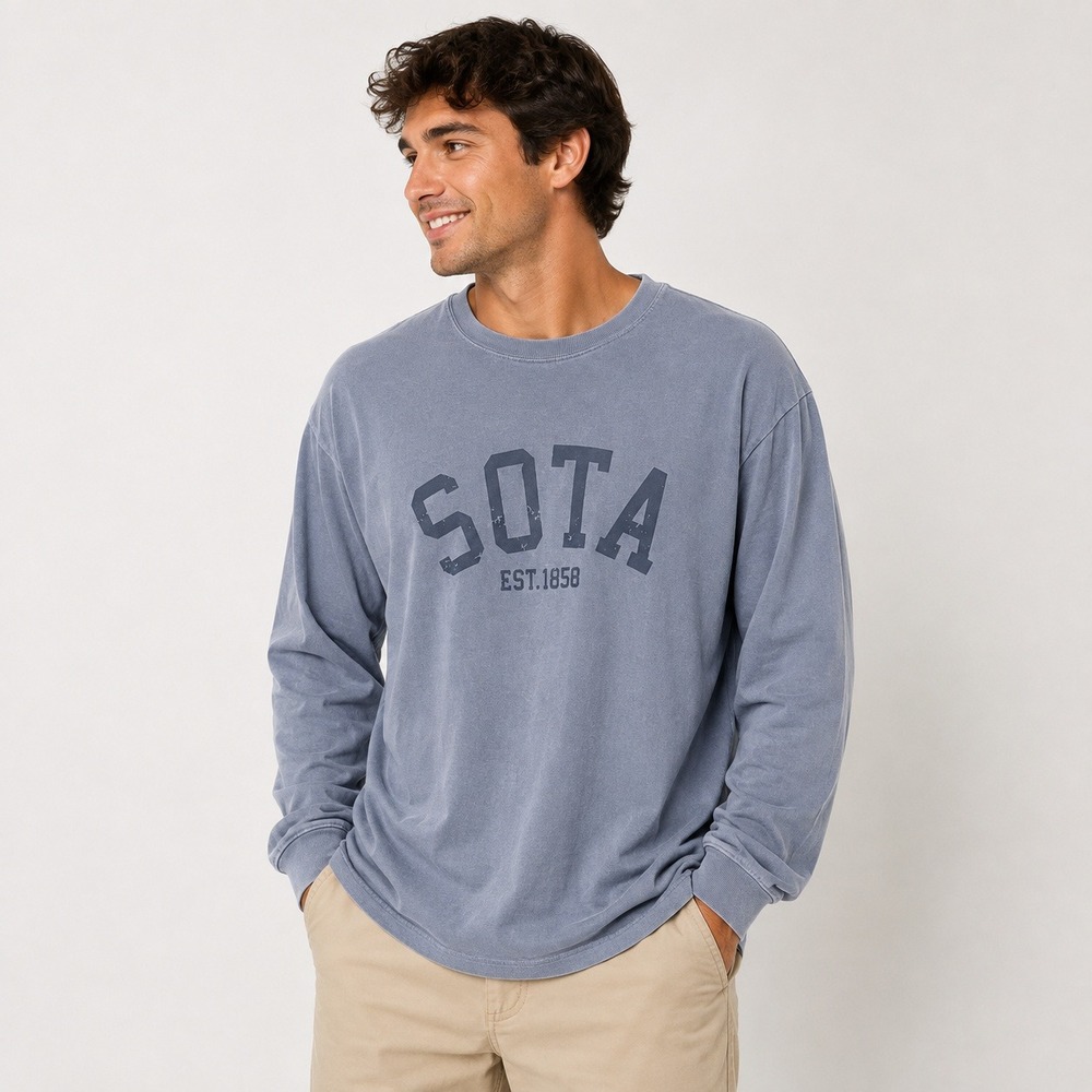 Comfort Colors SOTA Est 1858 Blue Long Sleeve Graphic Tee Mens 2XL Heavyweight